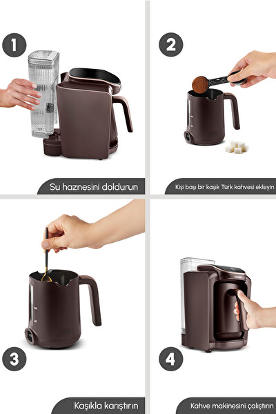 Karaca Hatır Otomatik Su Alma Hazneli Türk Kahve Makinesi 5 Fincan Kapasiteli Walnut Brown