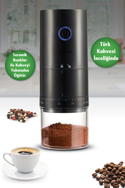 Kiwi KSPG-4817 Şarjlı Baharat Ve Kahve Öğütücü - Siyah