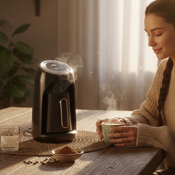 Sinbo SCM-2990 1-4 Fincan Kapasite Bol Köpük Dijital Göstergeli Otomatik Türk Kahve Makinesi Siyah