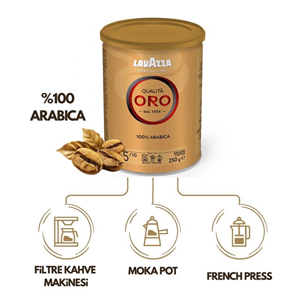 Lavazza Qualita Oro %100 Arabica Öğütülmüş Filtre Kahve 250 GR Teneke Kutu