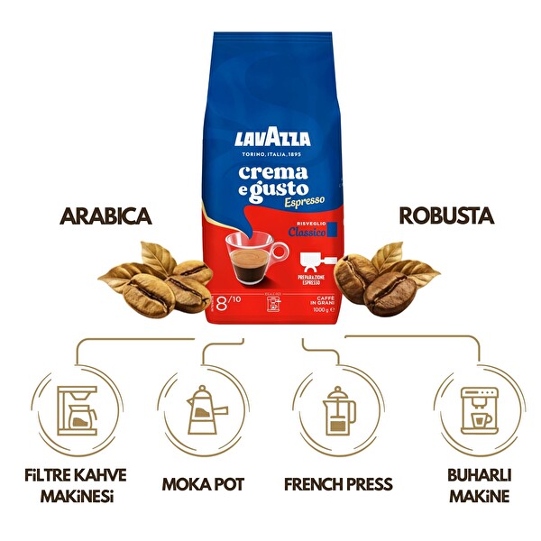 Lavazza Crema e Gusto Classico Espresso Çekirdek Kahve 1 KG