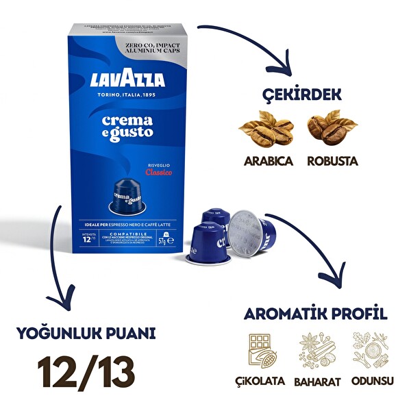 Lavazza Crema E Gusto 10'lu Paket - Nespresso Uyumlu Kapsül Kahve