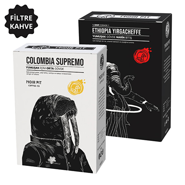 Noir Pit Coffee Co.Colombia Supremo ve Ethiopia Filtre Kahve 2x250 G