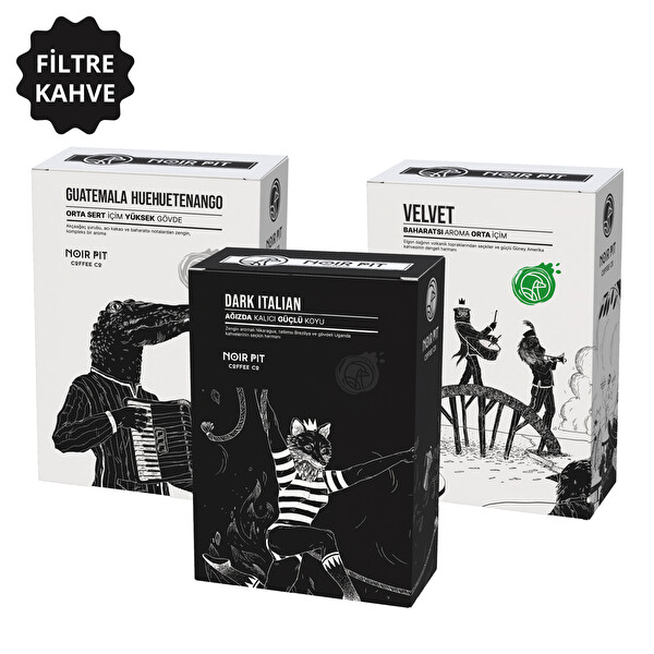 Noir Pit Coffee Co. Guatemala Velvet ve Dark Italian Filtre Kahve 3x250 G