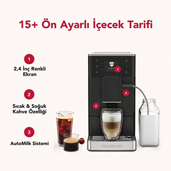 KitchenAid 5KES8453EBM KF3 Tam Otomatik Espresso Makinesi Mat Siyah
