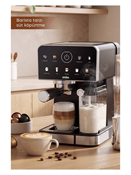 Sinbo SCM-3036 Pro 20 Bar 7 Kahve Süt Hazneli Kapsül Uyumlu Espresso Kahve Makinesi