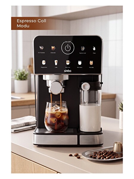 Sinbo SCM-3036 Pro 20 Bar 7 Kahve Süt Hazneli Kapsül Uyumlu Espresso Kahve Makinesi