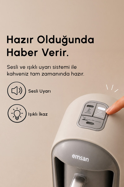 Emsan Kumda 735 W 5 Fincan Türk Kahve Makinesi Bej