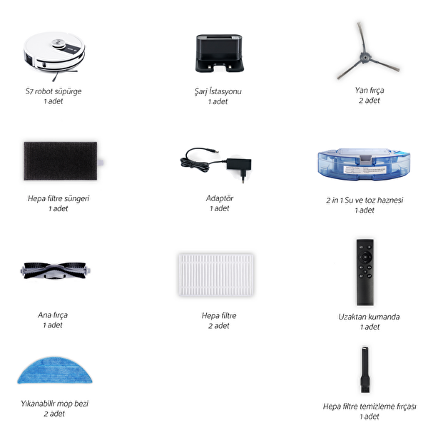 Yui S7 Nomopzone Özellikli Beyaz Akıllı Robot Vacuum & Mop Süpürge