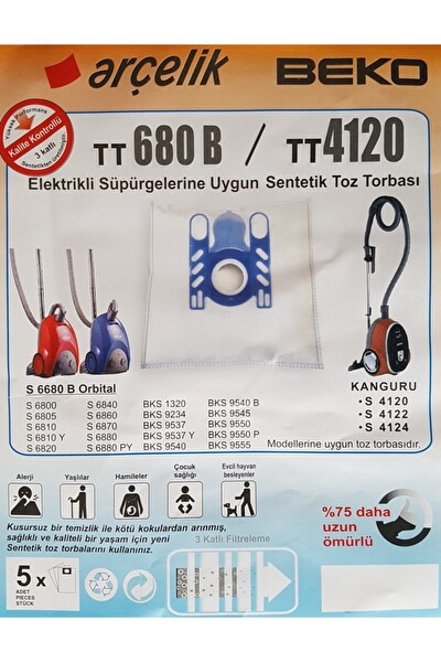 Arçelik Orbital S 6870 Uyumlu Süpürge Bez Toz Torbası 10 Adet Uyumlu