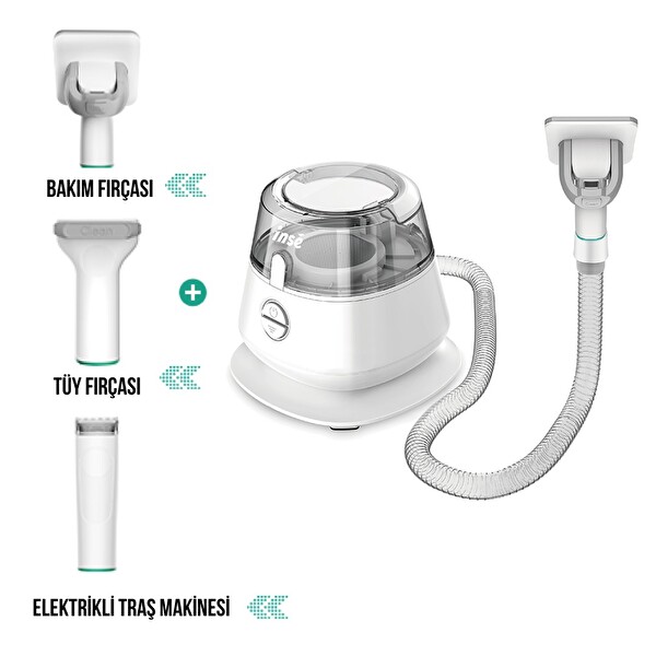 Inse P20 Evcil Hayvan Bakım Seti Kedi ve Köpek Tıraş Makinesi - Vakumlu Tarama ve Temizleme Seti