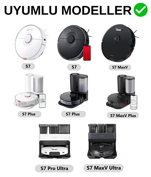 Roborock S7 Siyah Uyumlu Yedek Yan Fırça-4 Adet