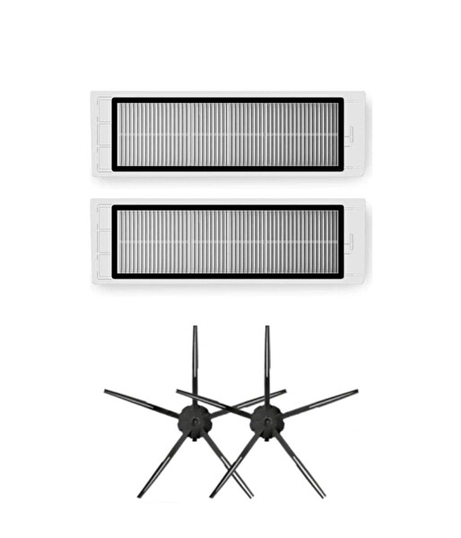 Roborock S5 Max (Siyah) Uyumlu Yedek Hepa Filtre ve Yan Fırça-4 Parça