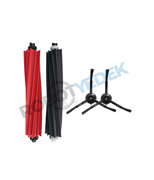 Roborock Q5 Pro - Q5 Pro Plus Uyumlu Yedek Ana Fırça Takımı ve Yan Fırça-4 Parça