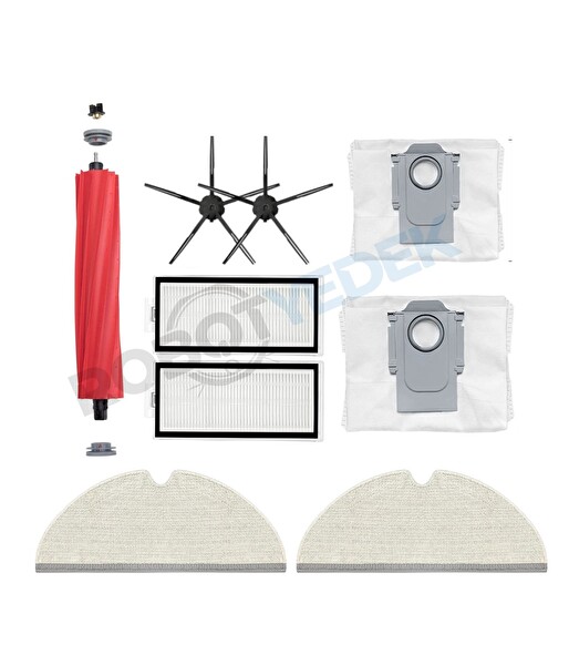 Roborock Q7 Max Plus Siyah Uyumlu Fırça Hepa Filtre Mop Toz Torba Seti-9 Parça