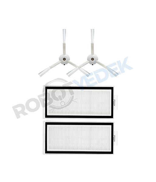 Roborock Q8 Max - Q8 Max Plus Beyaz Uyumlu Yedek Hepa Filtre ve Yan Fırça-4 Parça