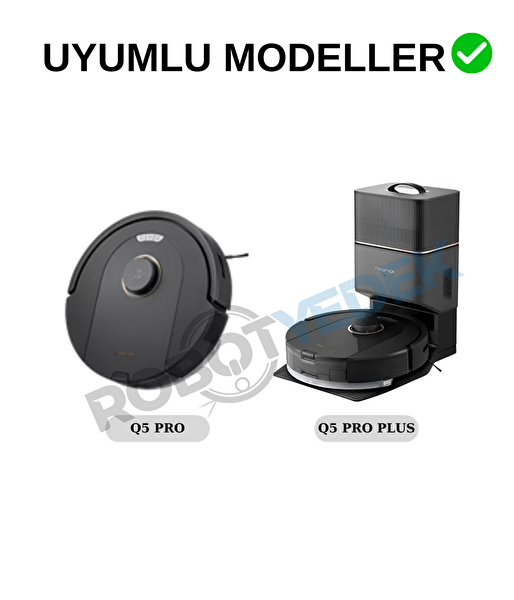 Roborock Q5 Pro - Q5 Pro Plus Uyumlu Yedek Ana Fırça Takımı ve Mop-4 Parça