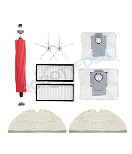Roborock Q7 Max Plus Beyaz Uyumlu Fırça Hepa Filtre Mop Toz Torba Seti-9 Parça