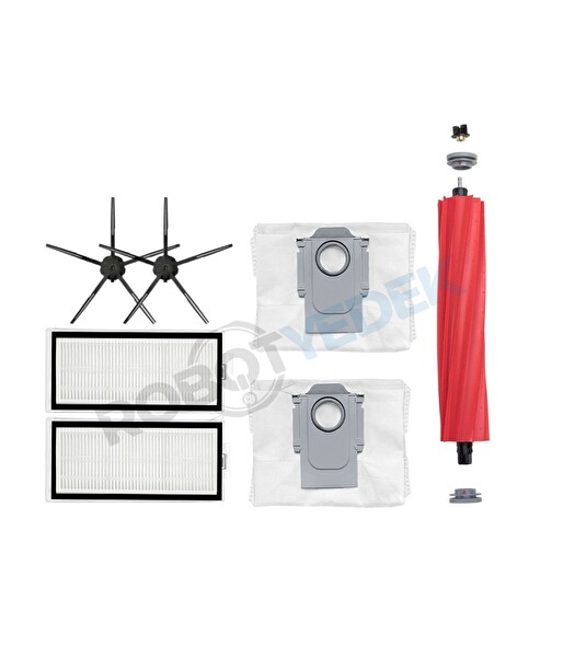 Roborock Q7 Max Plus Siyah Uyumlu Yedek Fırça Hepa Filtre Toz Torba Seti-7 Parça