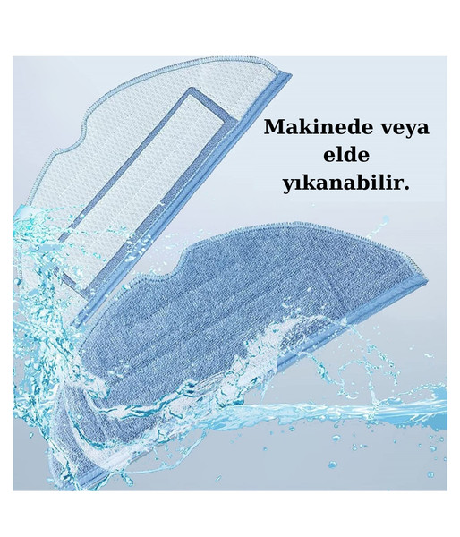 Roborock S8, S8 Plus - S8 Pro Ultra Uyumlu 8 Adet Mop Fiber Bez Paspas-Yüksek Kaliteli