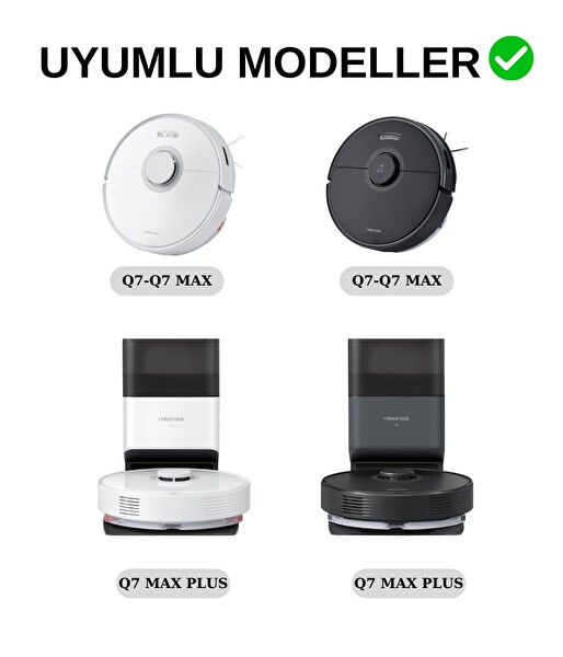 Roborock Q7 Max - Q7 Max Plus Uyumlu Yedek Hepa Filtre ve Mop-6 Parça