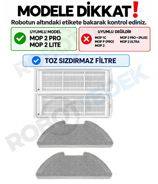 Xiaomi Mop 2 Pro MJST1SHW Uyumlu Yedek Filtre Mop Seti-4 Parça