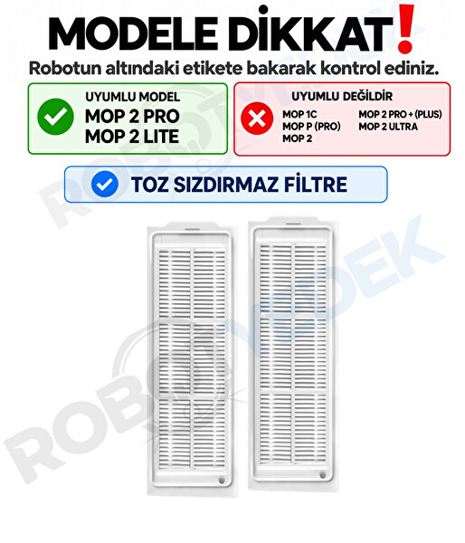 Xiaomi Mop 2 Pro (MJST1SHW) Uyumlu 2 Adet Hepa Filtre