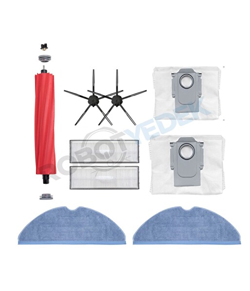Roborock S7 Maxv Ultra Uyumlu Yedek Fırça Hepa Filtre Toz Torba Mop Seti-9 Parça