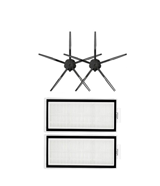 Roborock Q7 Max, Q7 Max Plus Siyah Uyumlu Yedek Hepa Filtre ve Yan Fırça-4 Parça