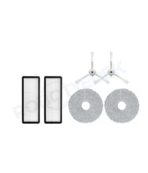 Roborock QRevo MaxV / QRevo Pro / QRevo S Uyumlu Hepa Filtre Beyaz Yan Fırça Mop-6 Parça