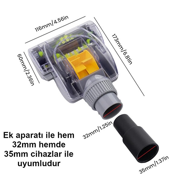 Valkyrie 32MM ve 35MM Uyumlu Elektrikli Süpürge Kafası
