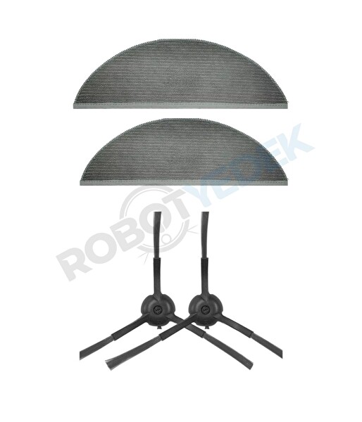 Robotyedek Lydsto R1D Uyumlu Yedek Mop ve Yan Fırça-4 Parça