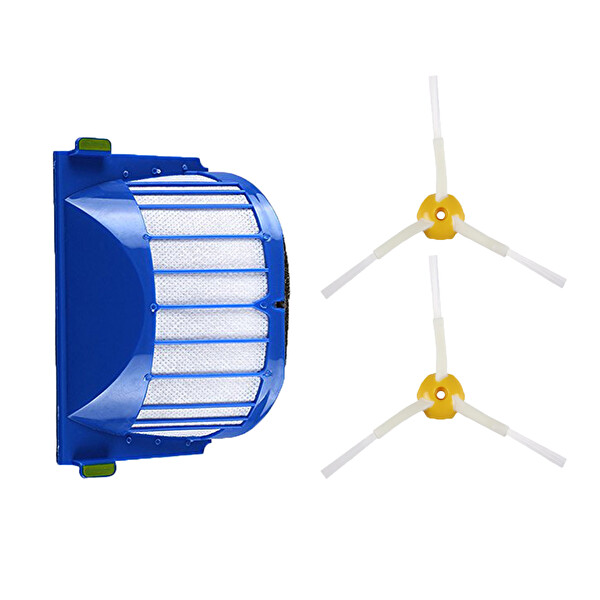 Filterhauz i-Robot Roomba 605 606 Uyumlu 3 Parça Yedek Filtre Fırça Seti