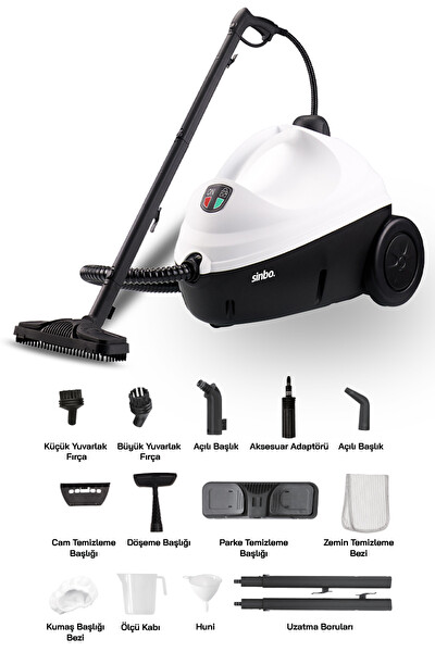 Sinbo SSC-6423 Çok Fonksiyonlu Buharlı Temizlik Makinesi Beyaz