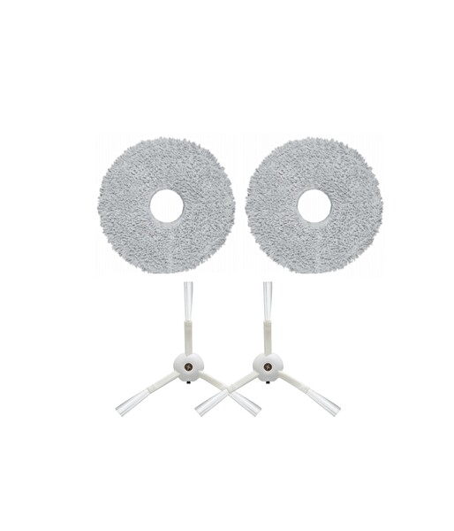 Robotyedek Roborock Q Revo Master Uyumlu Mop ve Beyaz Yan Fırça - 4 Parça