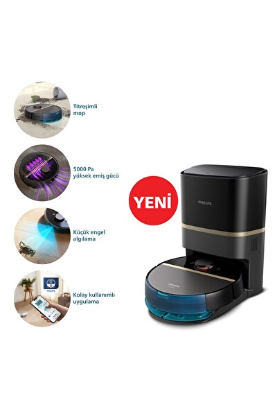 Philips XU7100/01 Homerun 7100 Serisi Islak Kuru Moplu Toz Toplama İstasyonlu Robot Süpürge Siyah