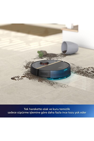 Philips XU7100/01 Homerun 7100 Serisi Islak Kuru Moplu Toz Toplama İstasyonlu Robot Süpürge Siyah