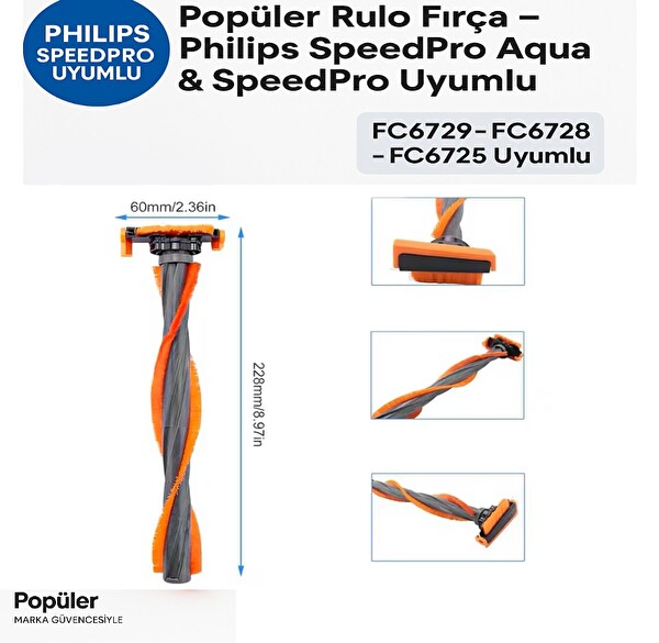 Popüler Rulo Fırça Philips SpeedPro Aqua FC6726/01 FC6729/01 FC6728/01 FC6725/01 FC6722/01 Uyumlu