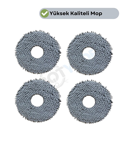 Robotyedek Roborock QRevo L Uyumlu 4 Adet Mikrofiber Mop Bez