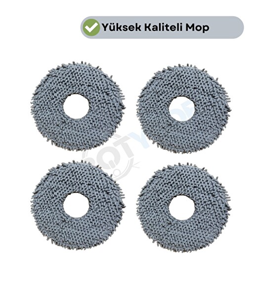 Robotyedek Roborock Saros Z70 Uyumlu 4 Adet Mikrofiber Mop Bez
