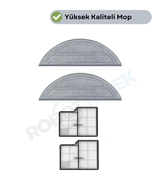 Robotyedek Roborock Saros 10 Uyumlu Mop ve Hepa Filtre - 4 Parça