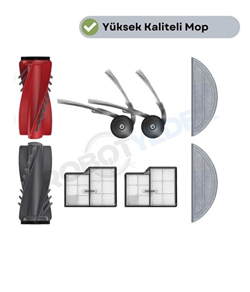 Robotyedek Roborock Saros 10 Uyumlu Fırça Hepa Filtre Mop Seti - 7 Parça
