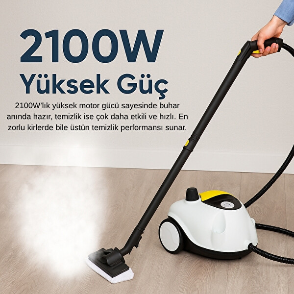 Stella Deluxe 5 Bar 2100W Çok Fonksiyonlu 20 Parça Buharlı Temizleme Makinası Beyaz