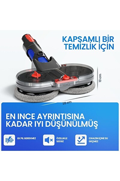 Valkyrie Dyson Uyumlu Su Püskürtmeli Mop Başlığı - 6 Paspaslı V7 V8 V10 V11 V15 Gen5