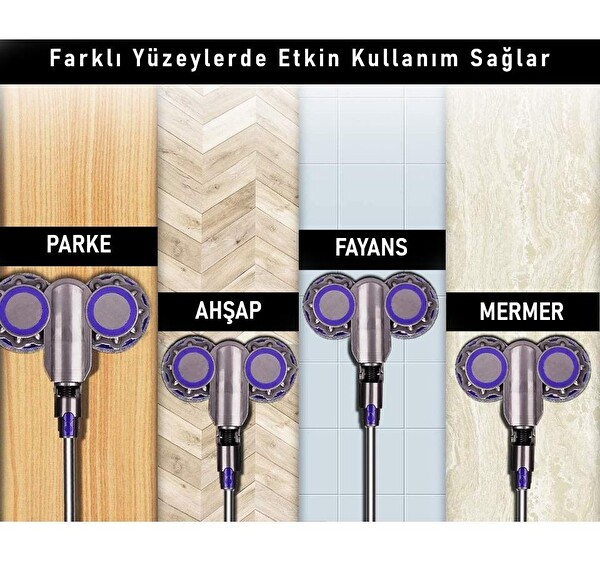 Valkyrie Dyson V7 V8 V10 V11 V15 Uyumlu Su Püskürtmeli Mop Başlığı 6 Paspaslı