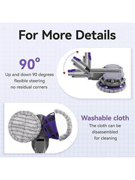 Valkyrie Dyson V7 V8 V10 V11 V15 Uyumlu Su Püskürtmeli Mop Başlığı 6 Paspaslı