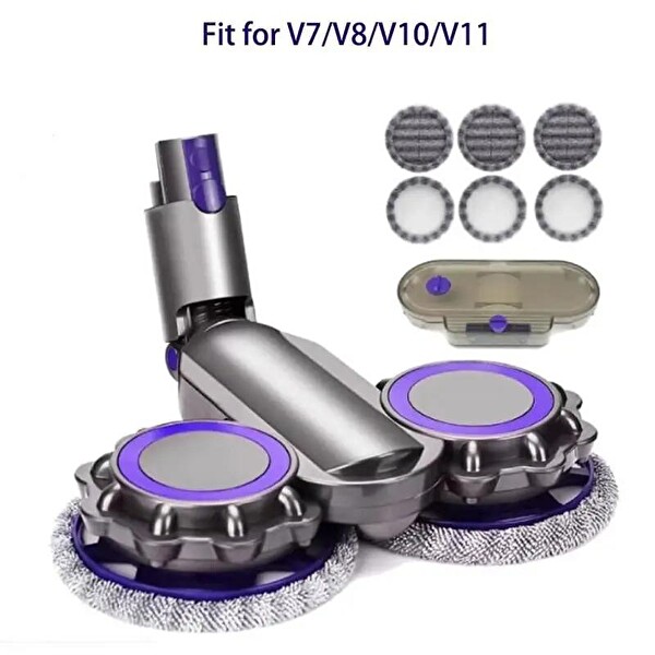 Valkyrie Dyson V7 V8 V10 V11 V15 Uyumlu Su Püskürtmeli Mop Başlığı 6 Paspaslı
