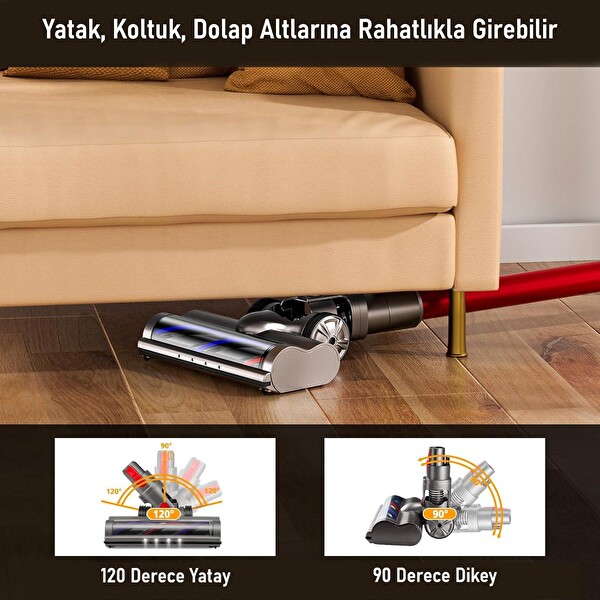 Valkyrie Elektrikli Döner Işıklı Zemin Fırçası Başlığı - Dyson V8/V10/V11/V15 Uyumlu Yüksek Performanslı