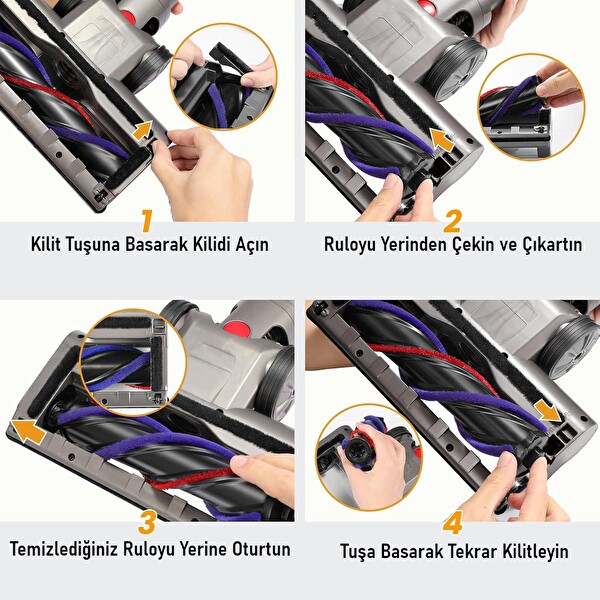 Valkyrie Elektrikli Döner Işıklı Zemin Fırçası Başlığı - Dyson V8/V10/V11/V15 Uyumlu Yüksek Performanslı