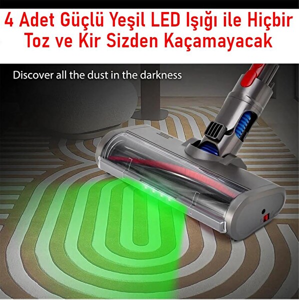Valkyrie LED Işıklı Yumuşak Rulo Süpürge Başlığı - Dyson V7 V8 V10 V11 V15 Uyumlu